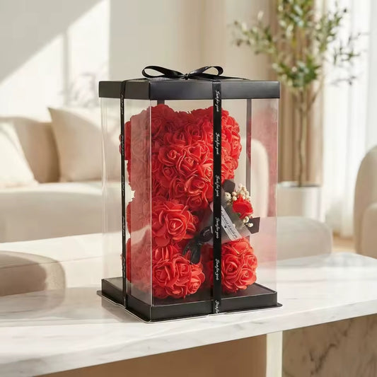 orsetto fatto di rose artificiali - regalo romantico perfetto